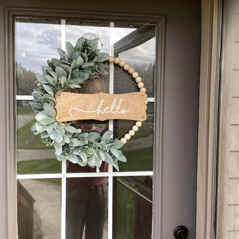 autumn wooden bead flower wreath wall decoration