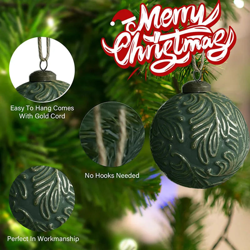 Vintage 8cm Decorative Christmas Baubles - green - LOWZY