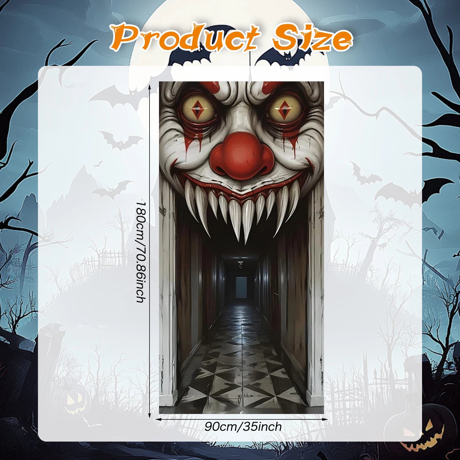 Spooky Halloween Door Cover – Witch & Zombie Scene