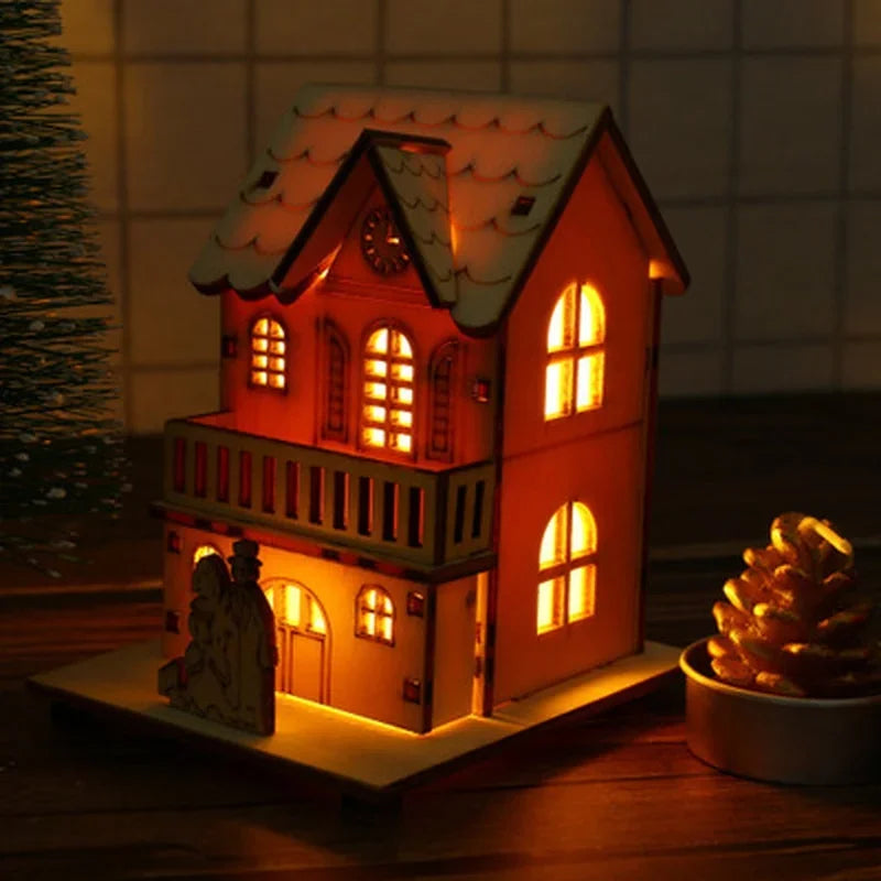 Wooden LED Christmas House – Festive Cabin Decoration