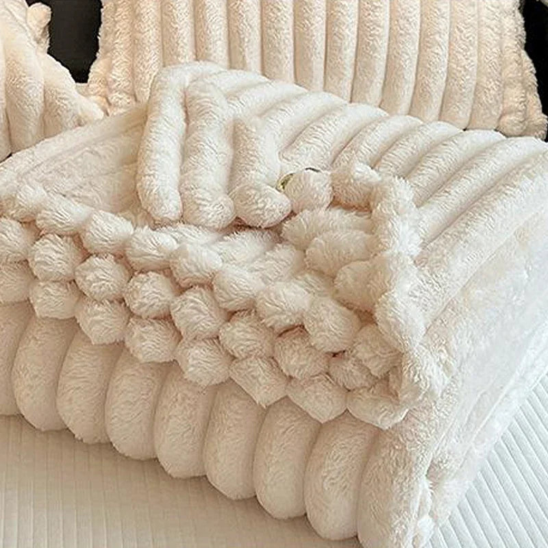 Soft Faux Rabbit Fur Throw Blanket – 100 × 150cm