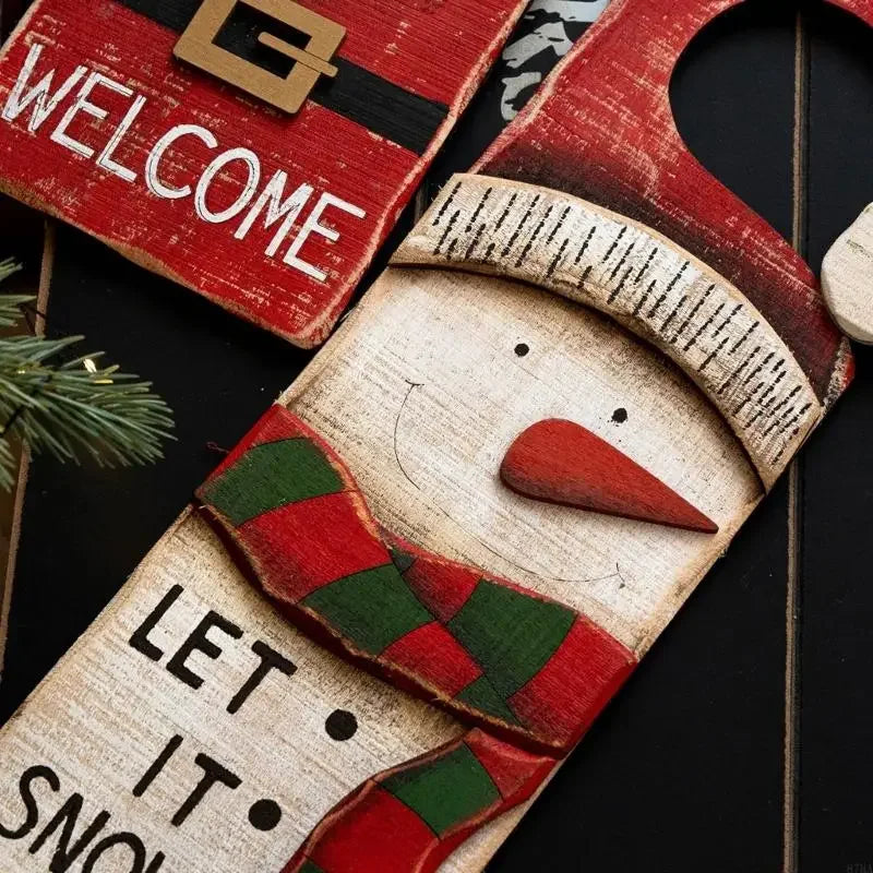 Wooden Christmas Door Hanging Plaque - LOWZY