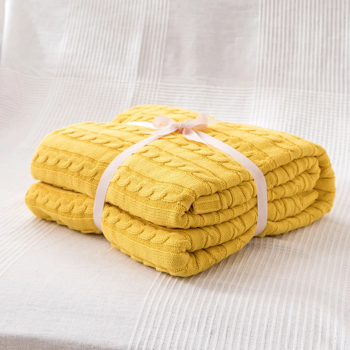 100% Cotton Knitted Throw Blanket – 2 Sizes – 6 / 110x180cm
