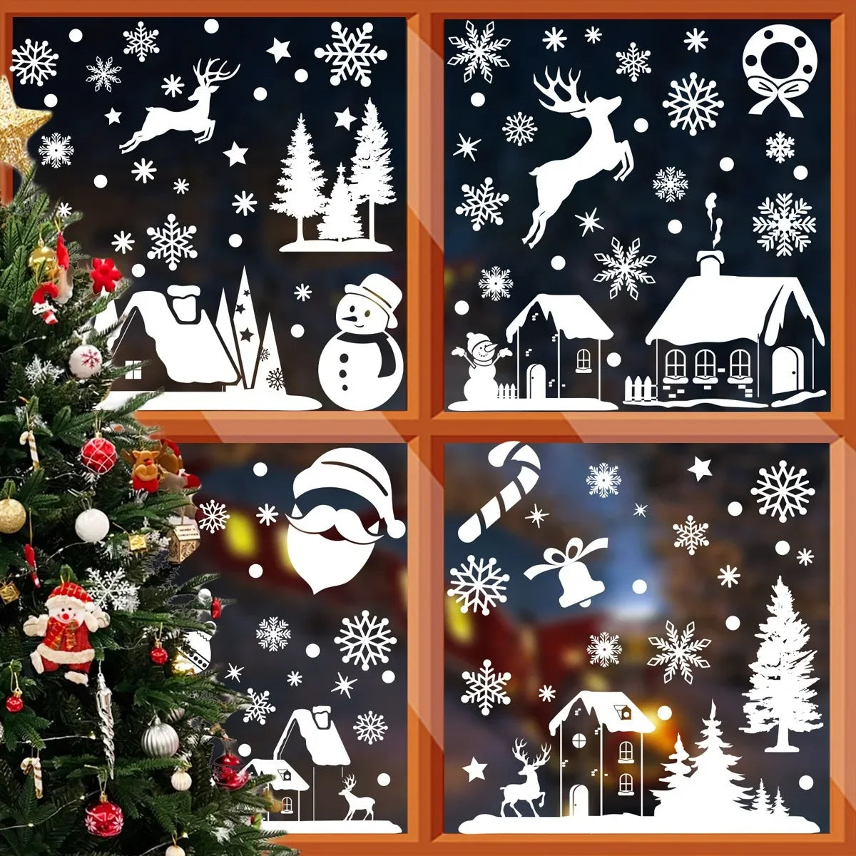 White Christmas Village Window Stickers - H - LOWZY