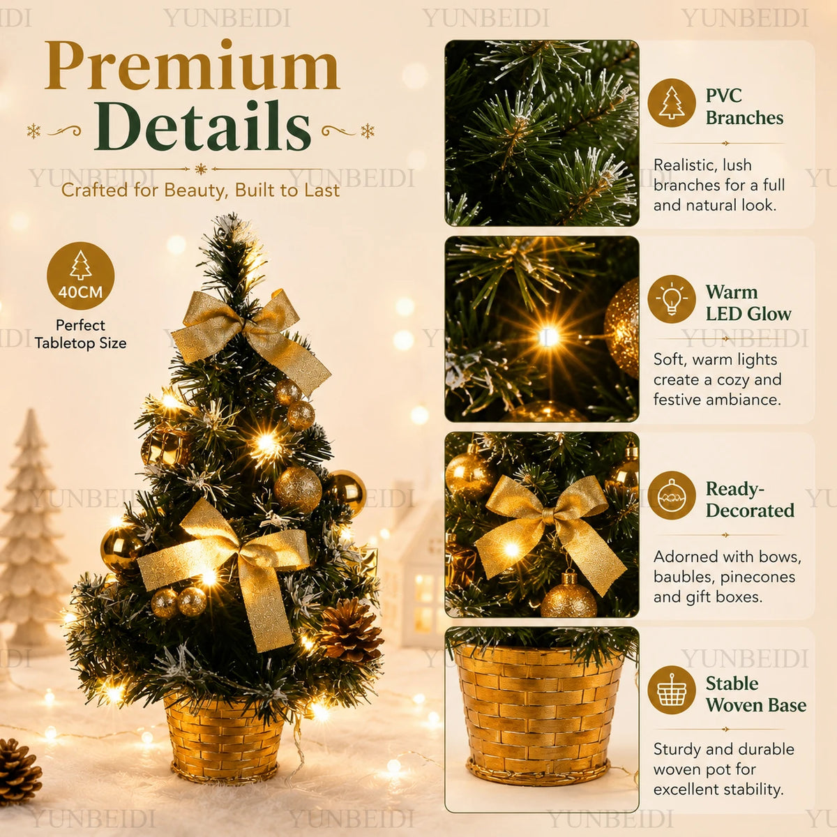 40cm LED Mini Artificial Christmas Tree - LOWZY