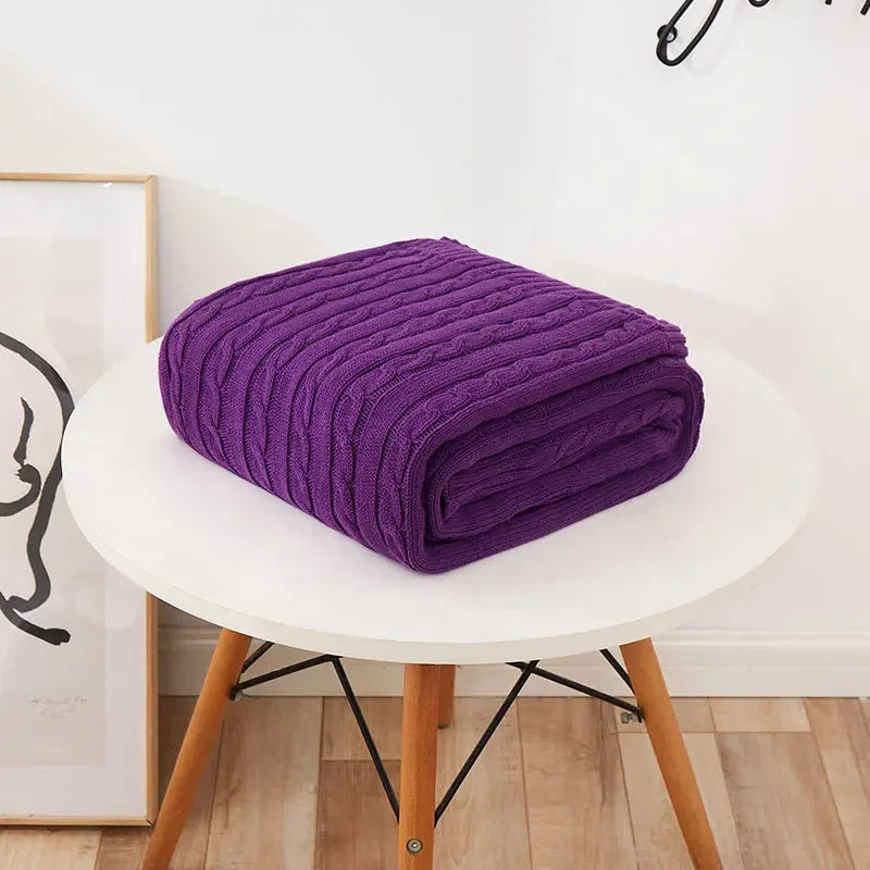 100% Cotton Knitted Throw Blanket – 2 Sizes – 21 / 180x200cm