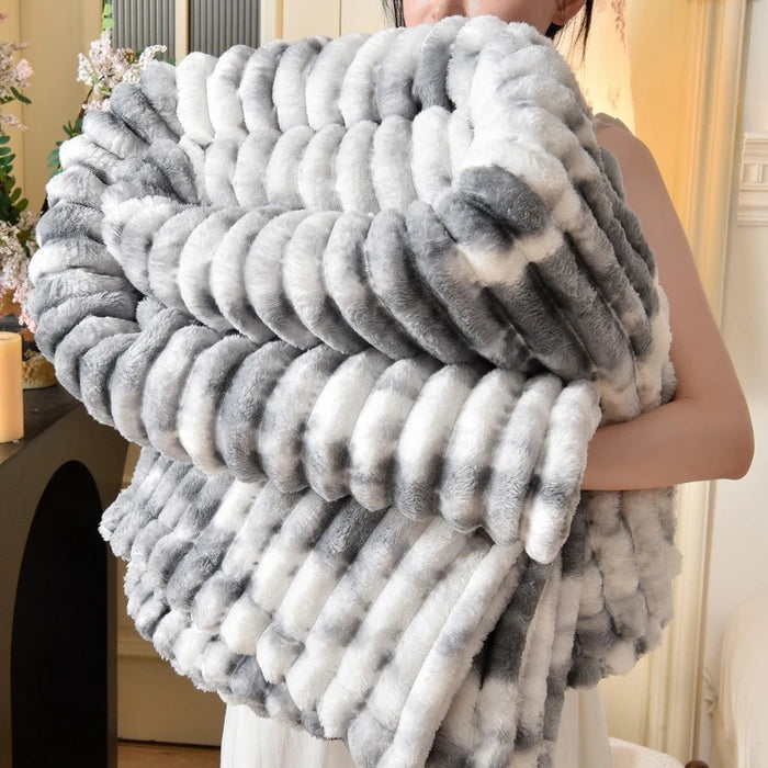 Gradient Coral Fleece Blanket – Soft Plush Throw in 5 Sizes – ink ash / 180X200cm