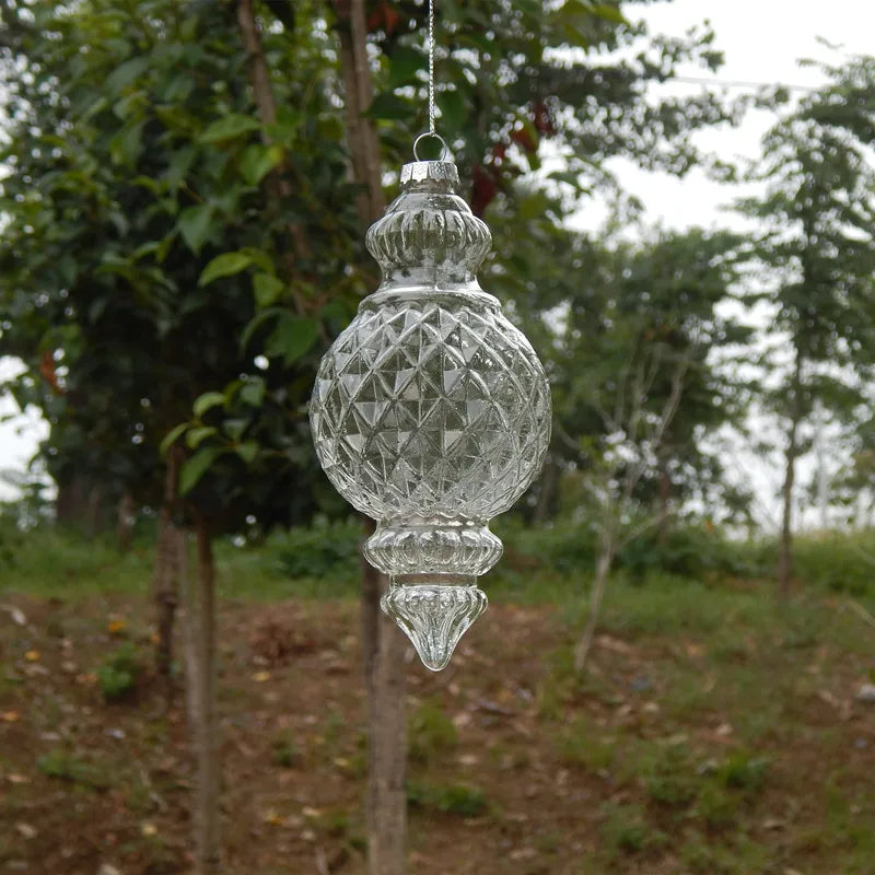 Ribbed Glass Christmas Drop Ornament - 6 - LOWZY