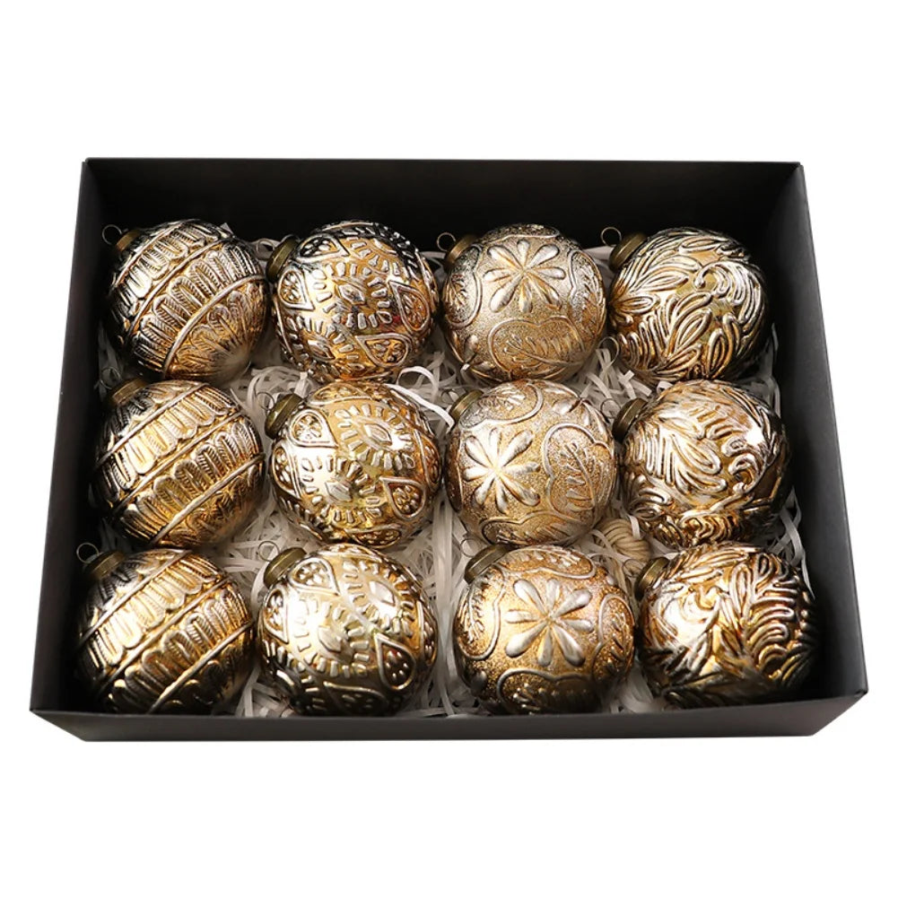 Vintage 8cm Christmas Baubles – 12 Pack - view 9 - LOWZY