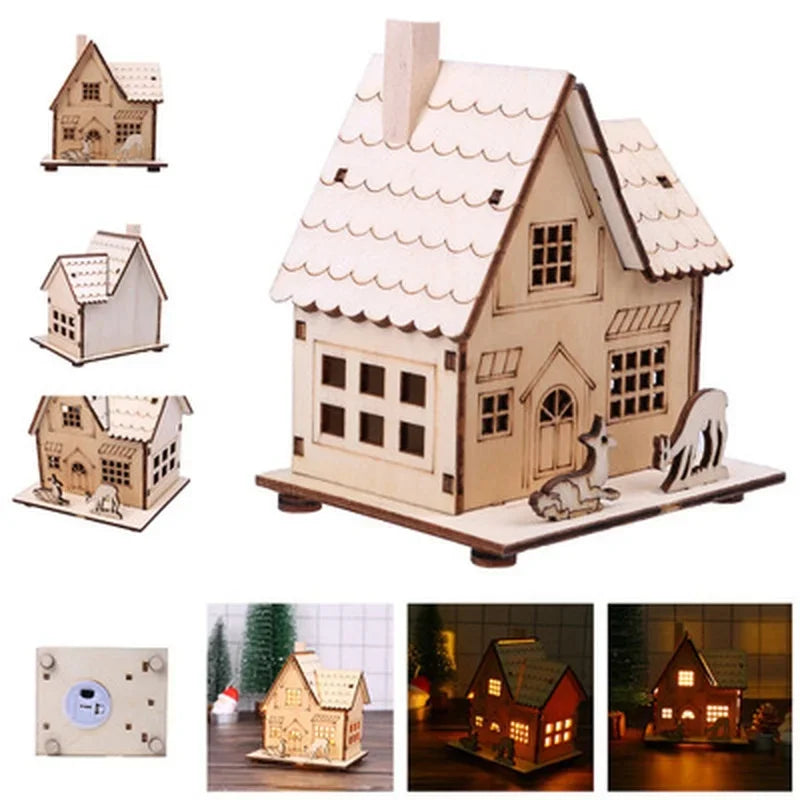 Wooden LED Christmas House – Festive Cabin Decoration