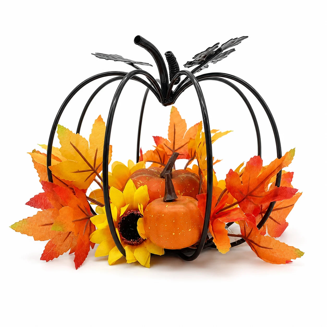 Black Metal Pumpkin Table Decoration – Autumn Harvest