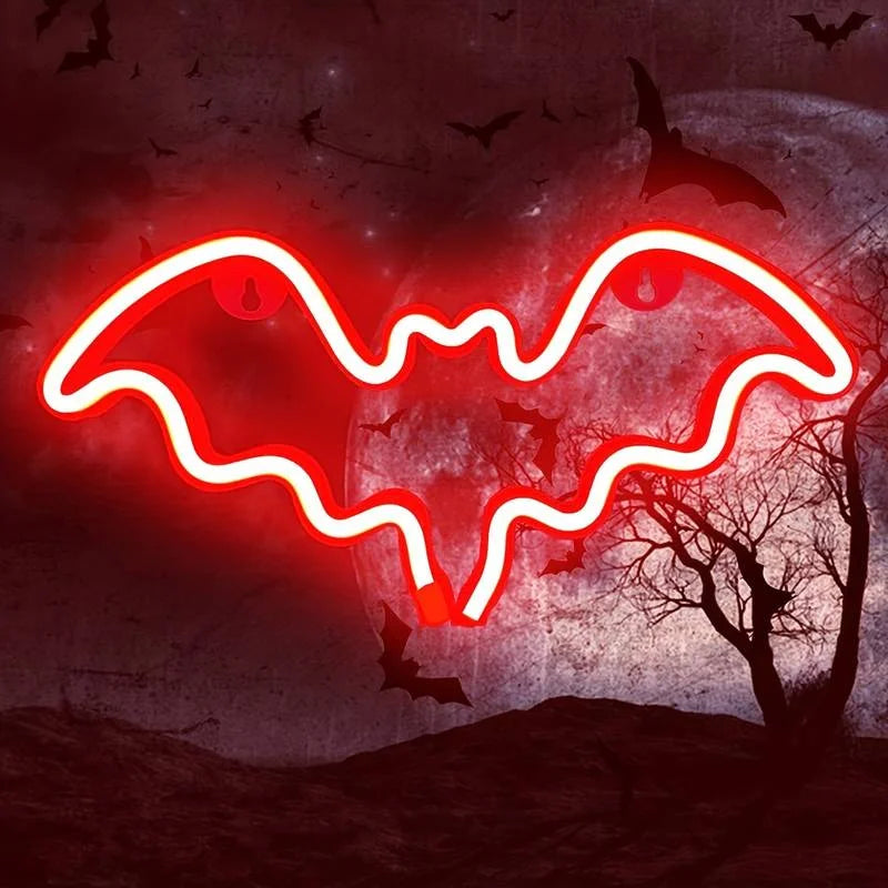 LED Bat & Moon Neon Halloween Light – 30cm