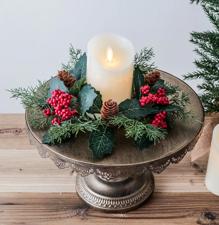 Christmas Candle Ring Wreath - LOWZY
