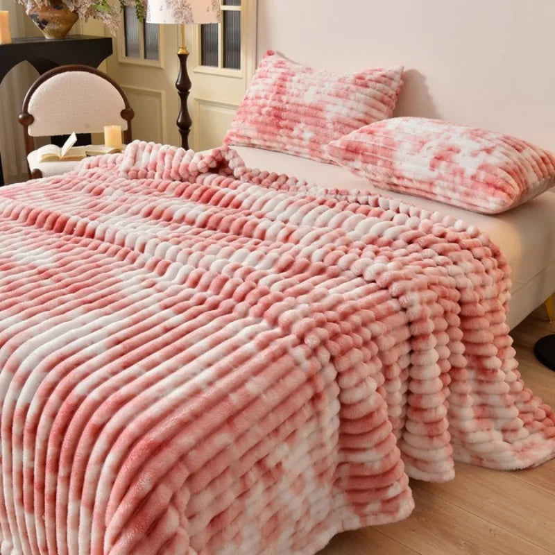 Gradient Coral Fleece Blanket – Soft Plush Throw in 5 Sizes – coffee / 180X200cm