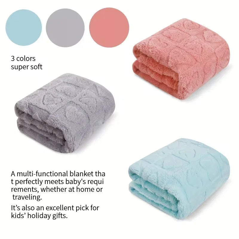 Heart Pattern Plush Baby & Kids Blanket – 2 Sizes – Pink / 80-100cm