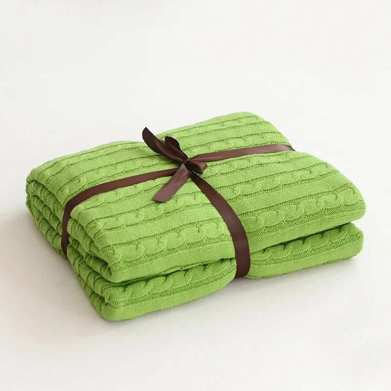 100% Cotton Knitted Throw Blanket – 2 Sizes – 23 / 180x200cm