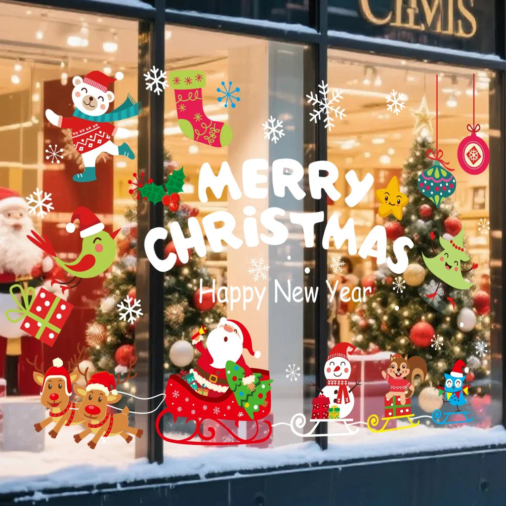 Santa Sleigh Christmas Window Stickers - view 5 - LOWZY