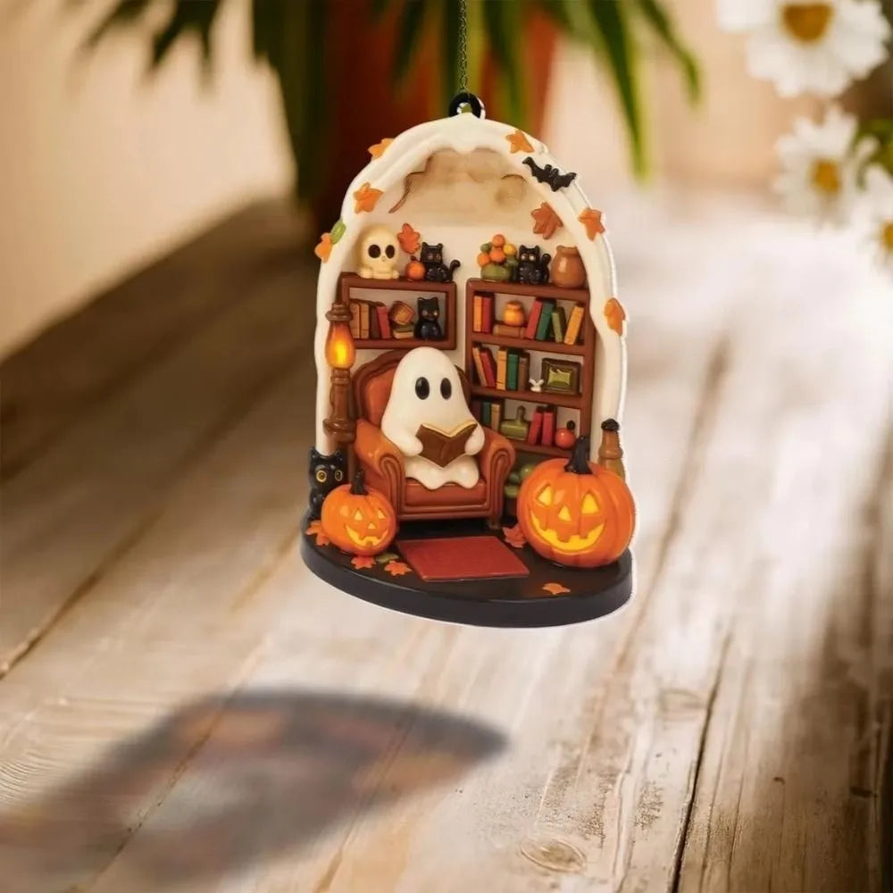 Reading Ghost Halloween Hanging Ornament – 6 Designs
