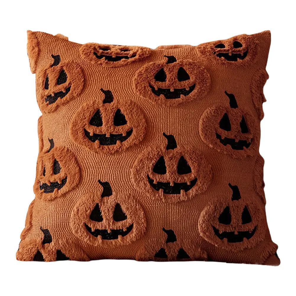 Halloween Plush Cushion Cover – Ghost, Pumpkin & Bat 45cm