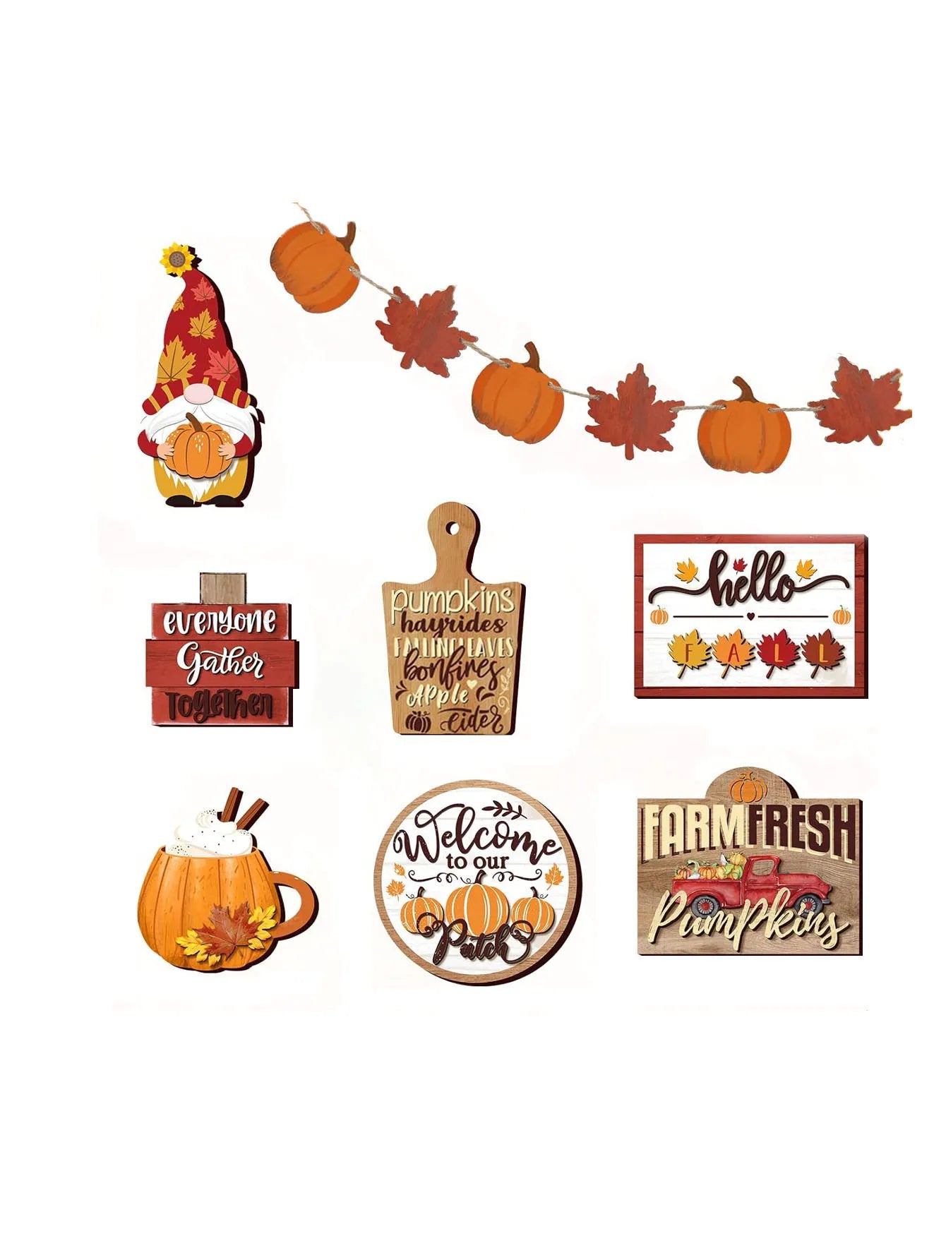 Autumn Farmhouse Tiered Tray Décor Set – Pumpkin Spice