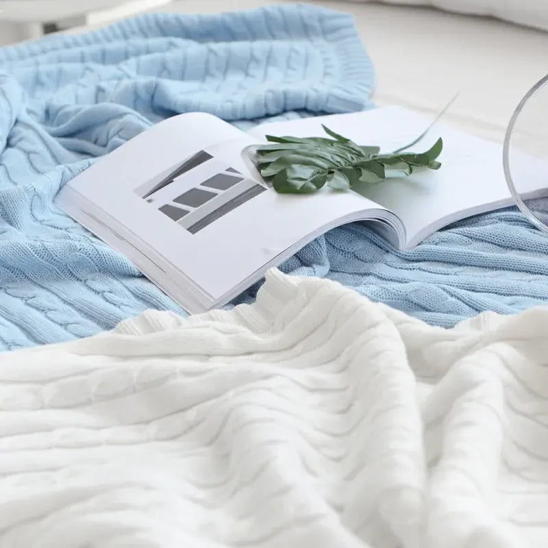 100% Cotton Knitted Throw Blanket – 2 Sizes – 3 / 180x200cm