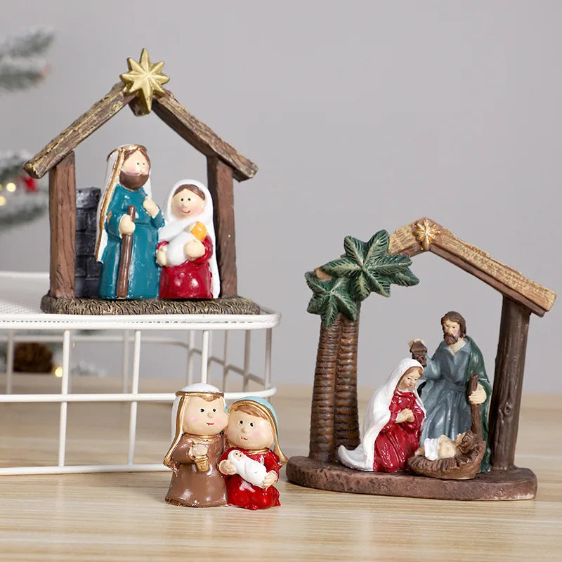 Resin Nativity Scene Ornament Set - LOWZY