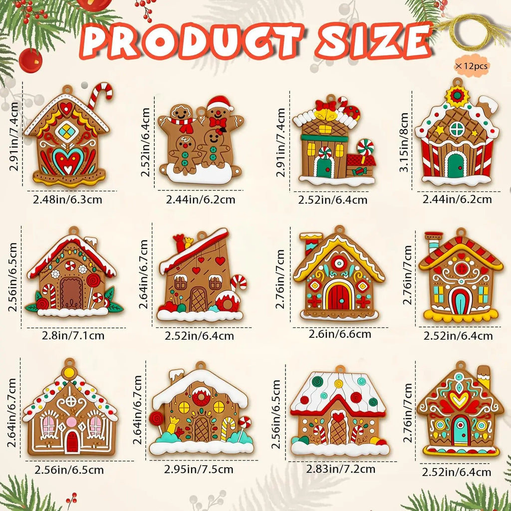 Gingerbread House Christmas Ornaments – 12 Pack - view 7 - LOWZY