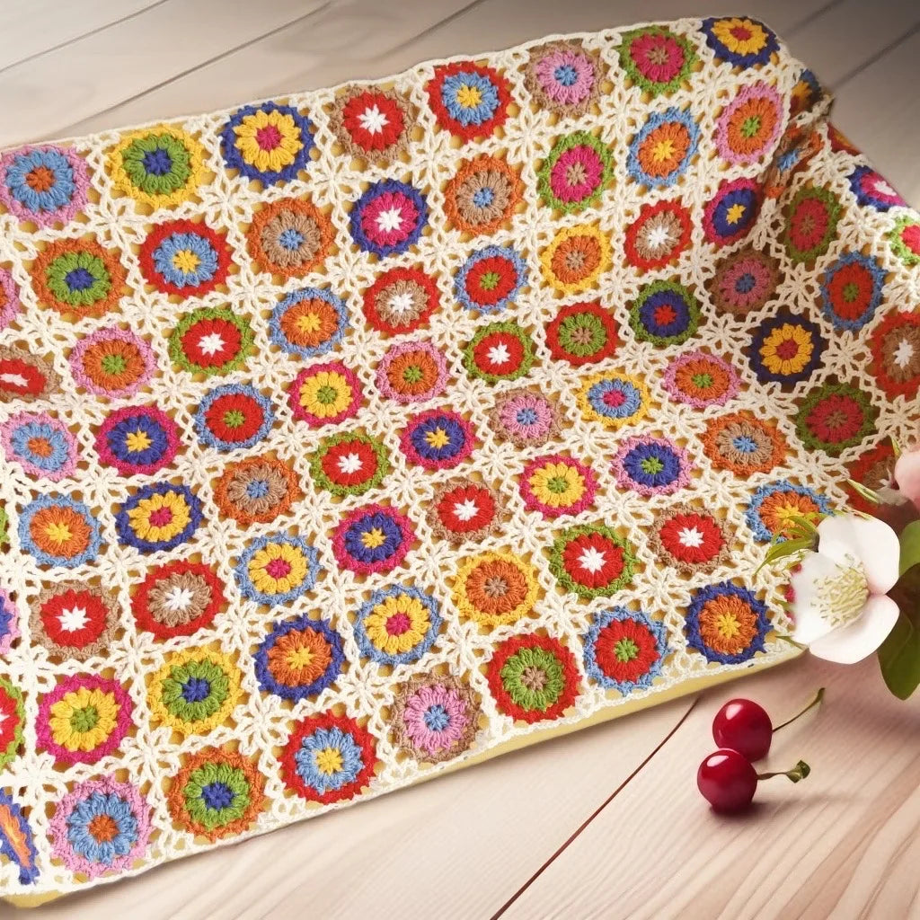Hand-Crocheted Floral Throw & Decorative Cover – Multiple Sizes – 160x100cm