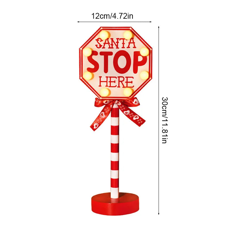 LED Santa Stop Here Street Sign - LOWZY