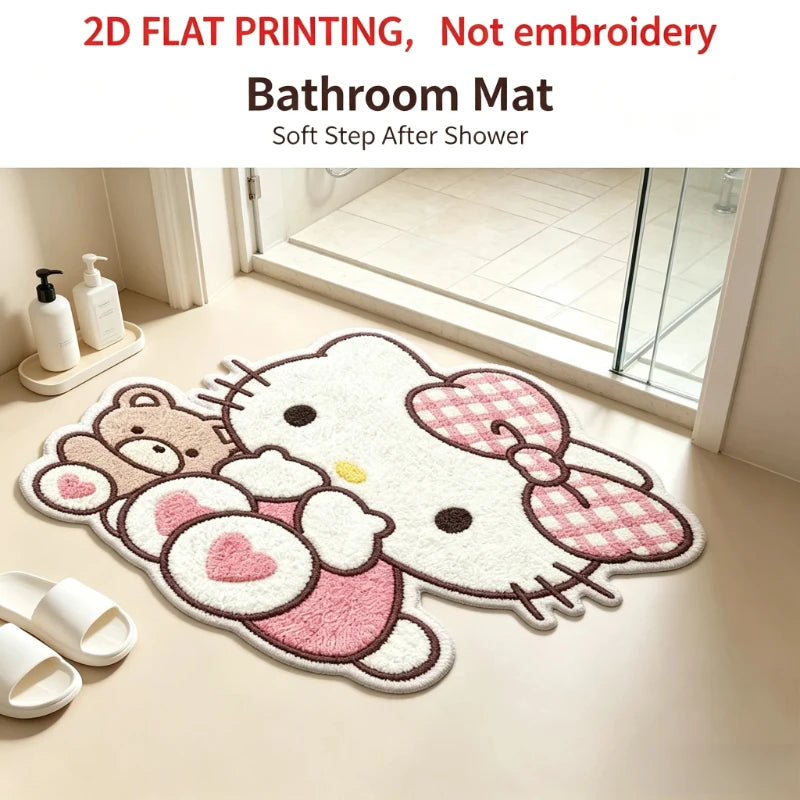 Hello Kitty & Teddy Bear Shaped Floor Mat