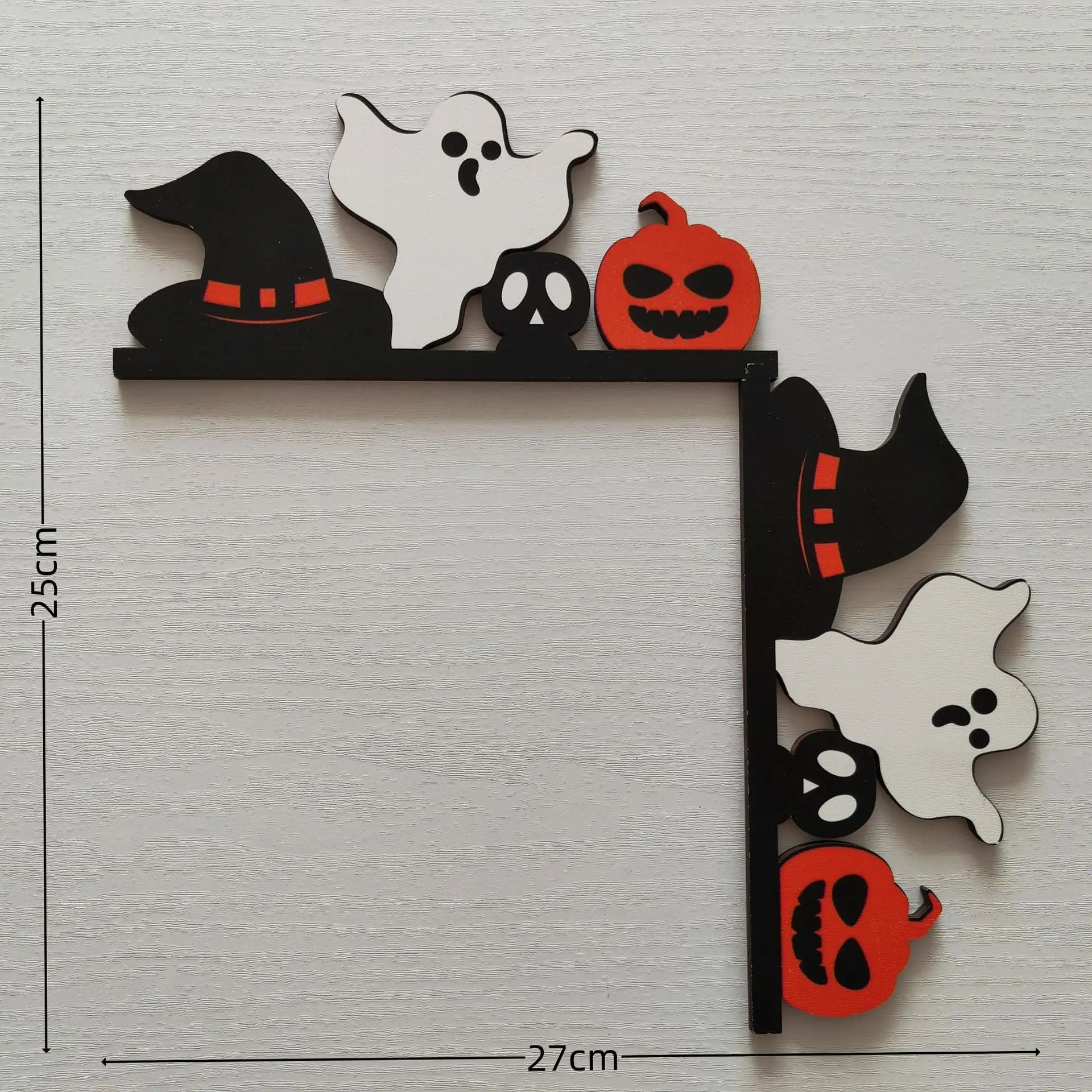 Wooden Halloween Door Corner Decoration – Ghost, Bat & Spider