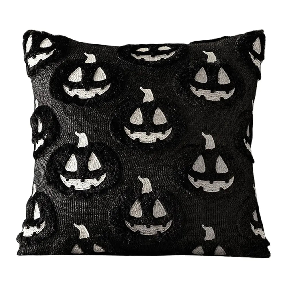 Halloween Plush Cushion Cover – Ghost, Pumpkin & Bat 45cm