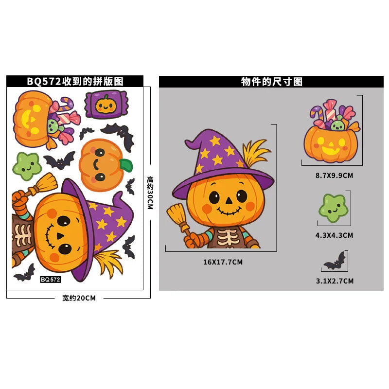 Halloween Window Stickers – Pumpkins, Bats & Ghosts