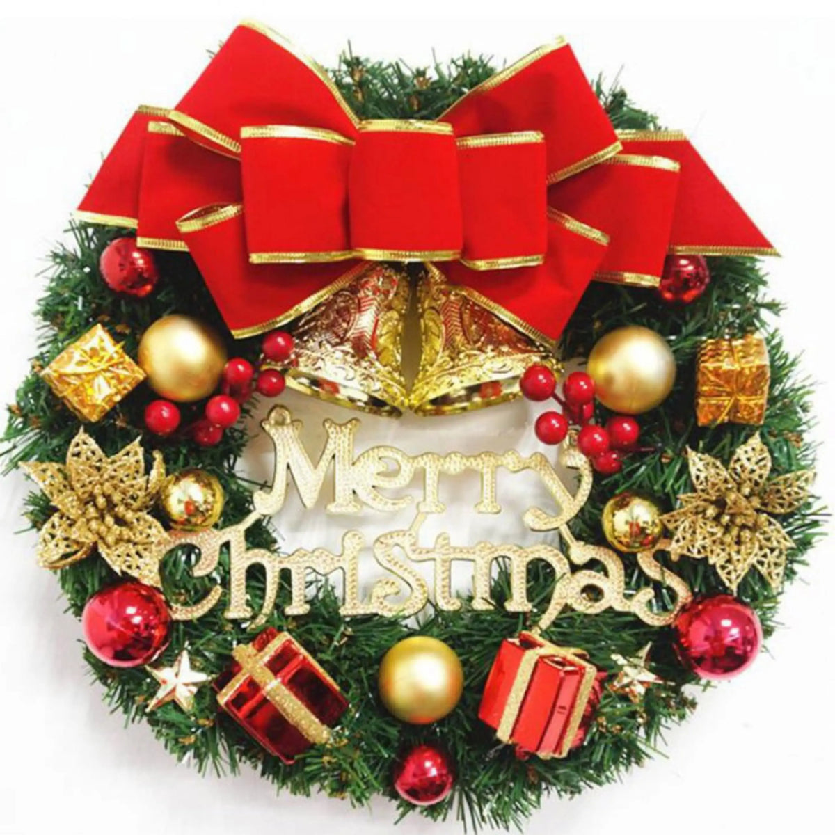 Handmade-Style Christmas Door Wreath - LOWZY