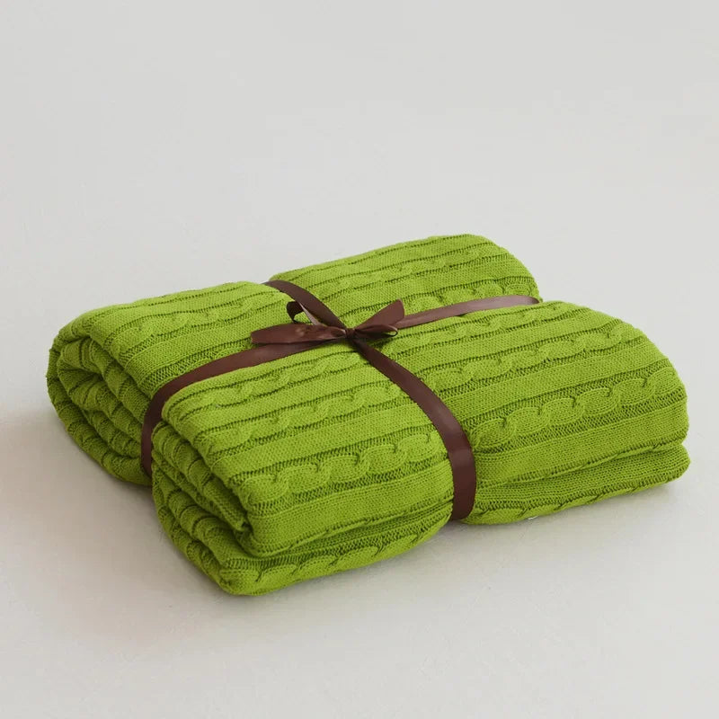 100% Cotton Knitted Throw Blanket – 2 Sizes – 2 / 110x180cm