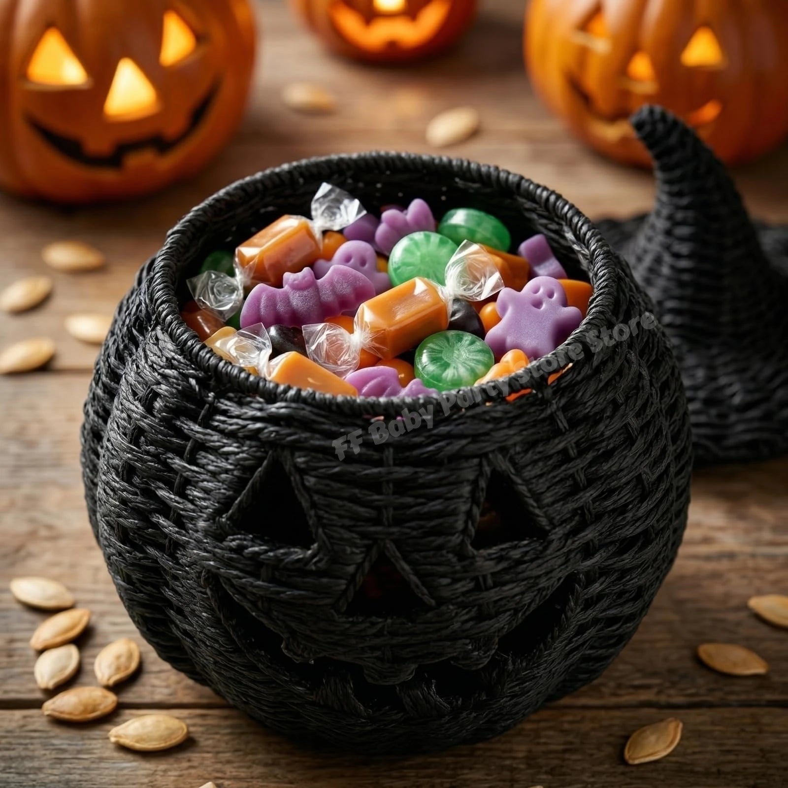 Halloween Pumpkin Lantern & Witch Hat Décor – 6 Designs – C
