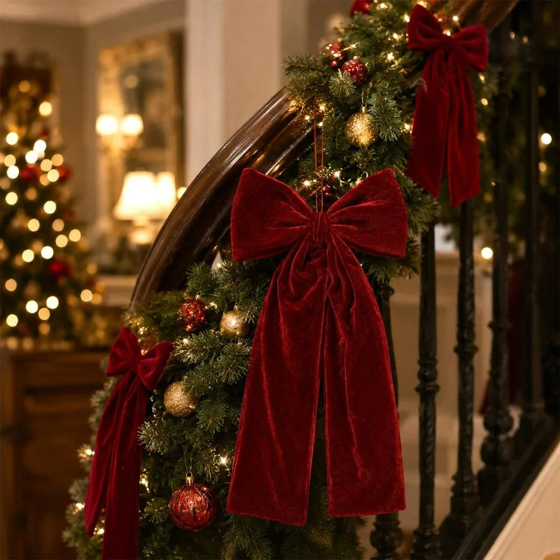 Red Velvet Christmas Bow Ornament - L - LOWZY