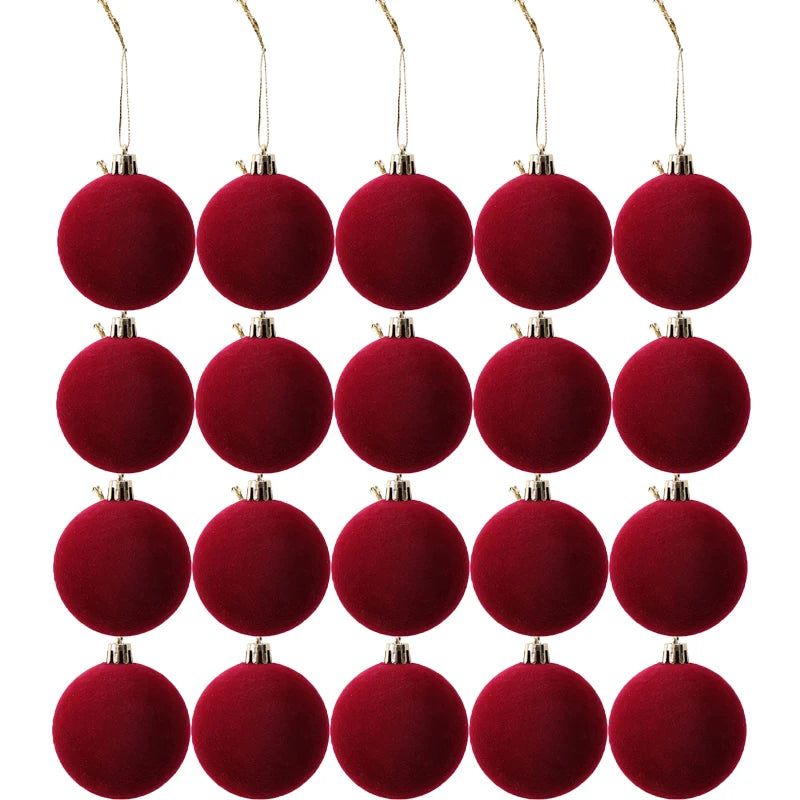 Flocked Velvet Christmas Baubles - wine red - LOWZY