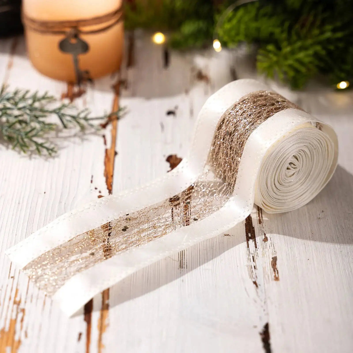 5m Metallic Christmas Mesh Ribbon - LOWZY