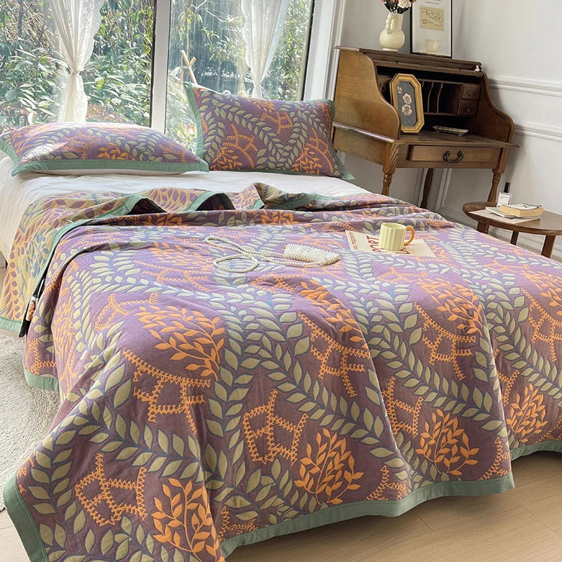Vintage Cotton Jacquard Blanket & Pillow Towel Options – Clusters of flower / 50x80 pillowtowelx2