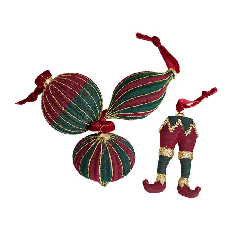 Vintage Plush Christmas Bauble Ornament Set - view 5 - LOWZY
