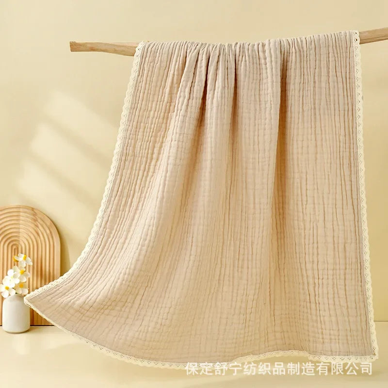 6-Layer Cotton Muslin Baby Blanket & Bath Towel – 110cm – sky blue