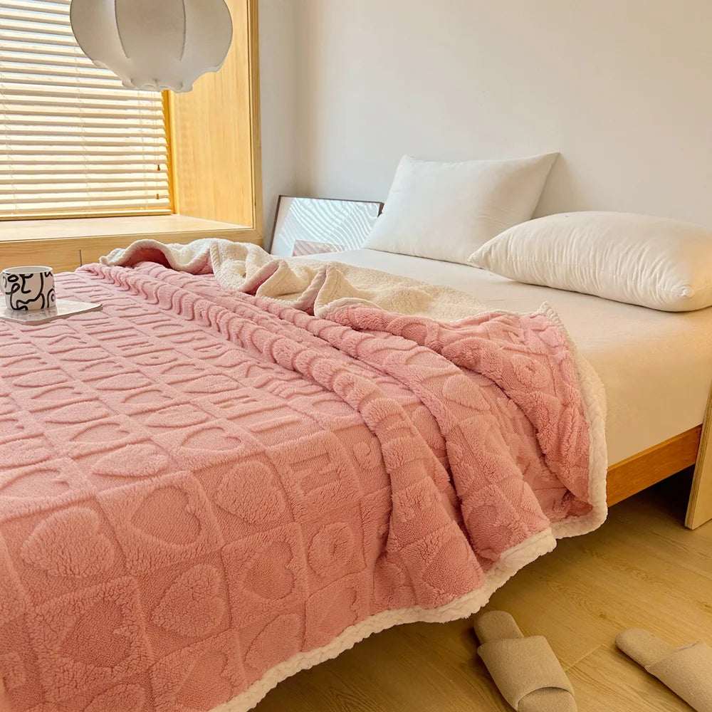 Double-Sided Sherpa Fleece Blanket – 4 Sizes – Blue / 150x200cm