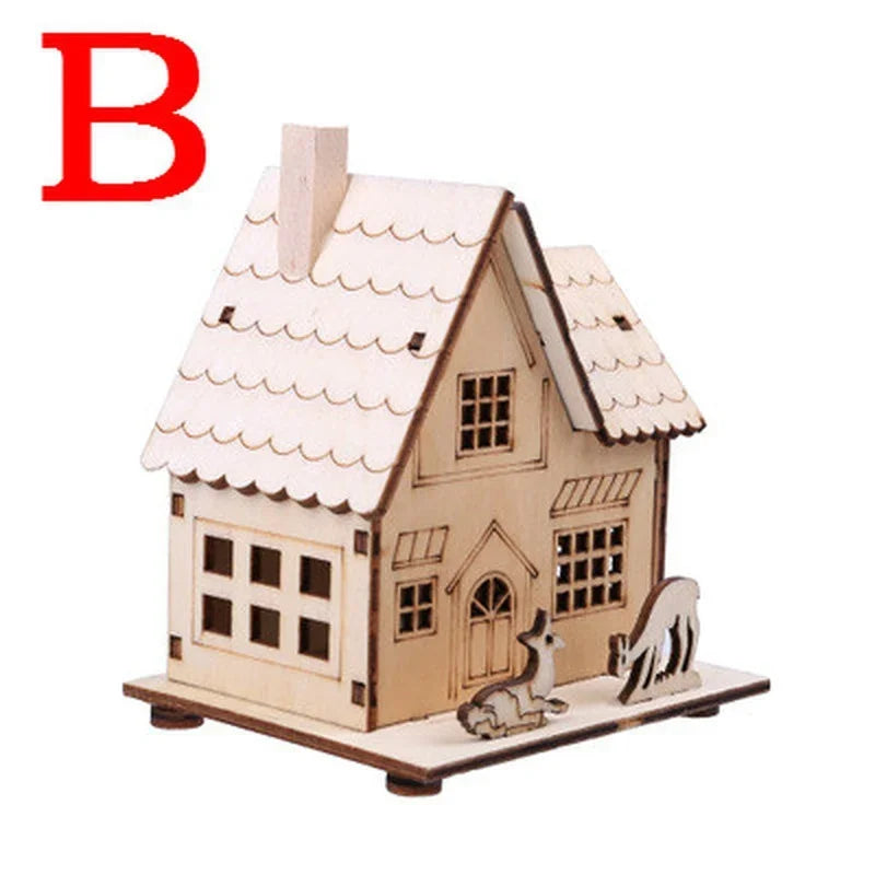 Wooden LED Christmas House – Festive Cabin Decoration