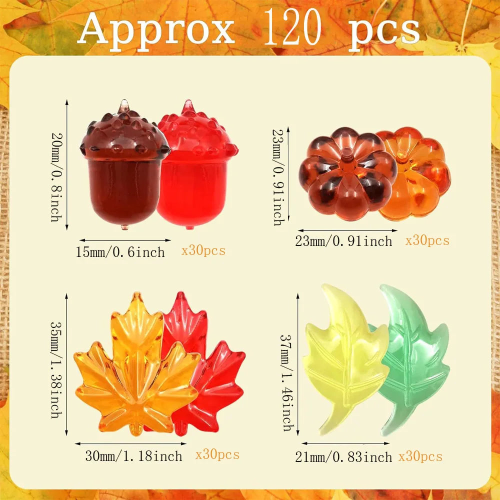 120-Piece Autumn Vase Filler – Pumpkins, Leaves & Acorns