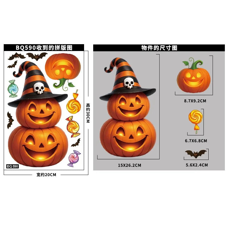 Halloween Window Stickers – Pumpkins, Bats & Ghosts