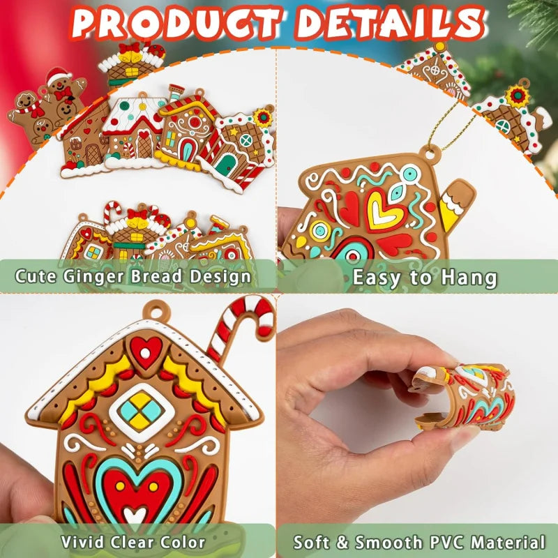 Gingerbread House Christmas Ornaments – 12 Pack - view 4 - LOWZY