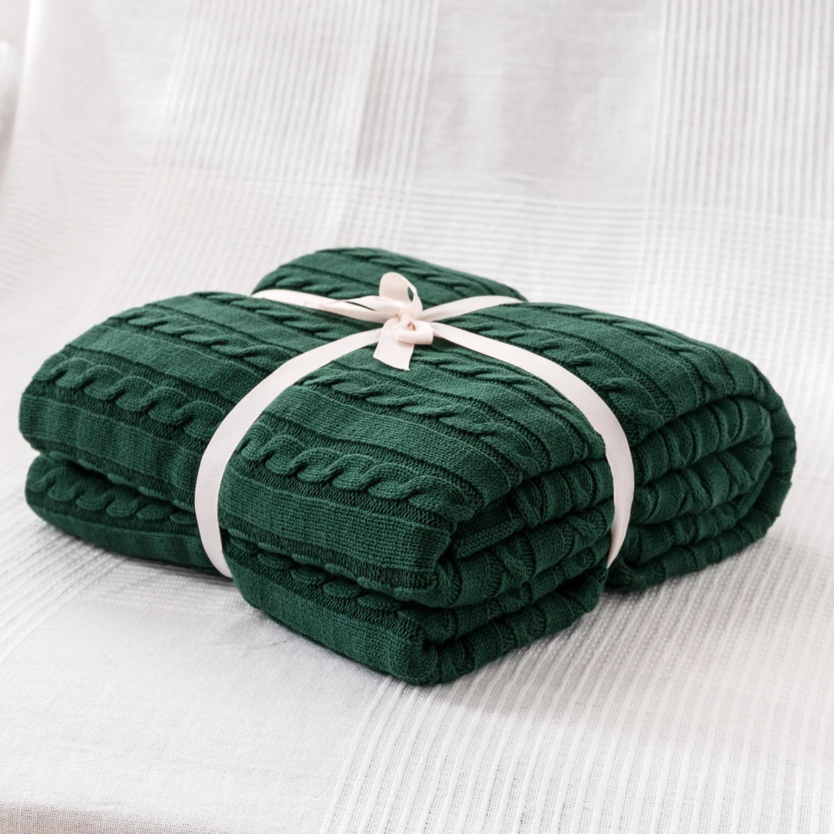 100% Cotton Knitted Throw Blanket – 2 Sizes – 19 / 180x200cm