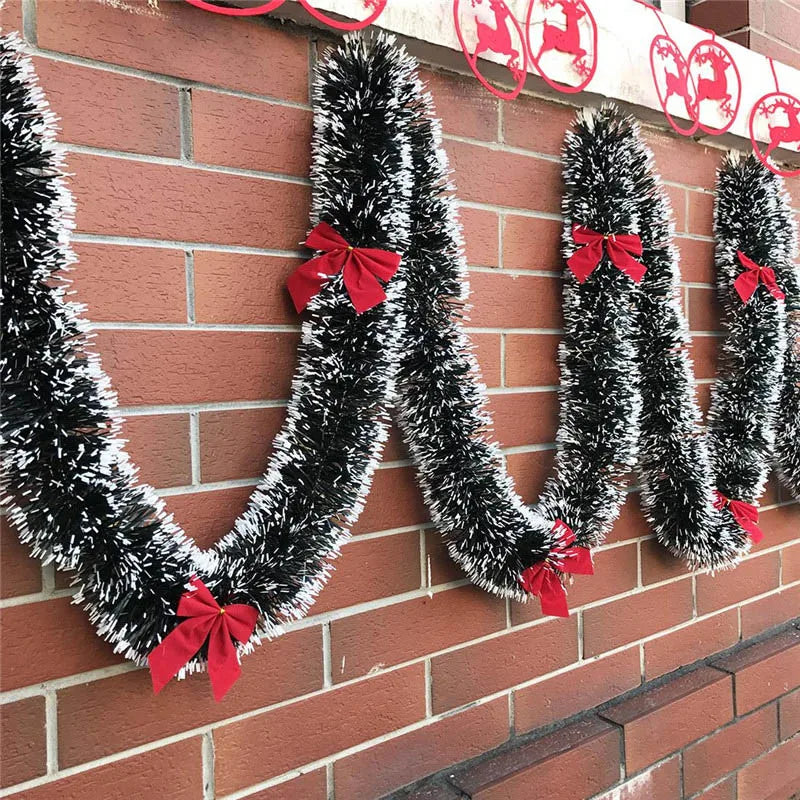 4m Christmas Tinsel Garland with Bows - LOWZY