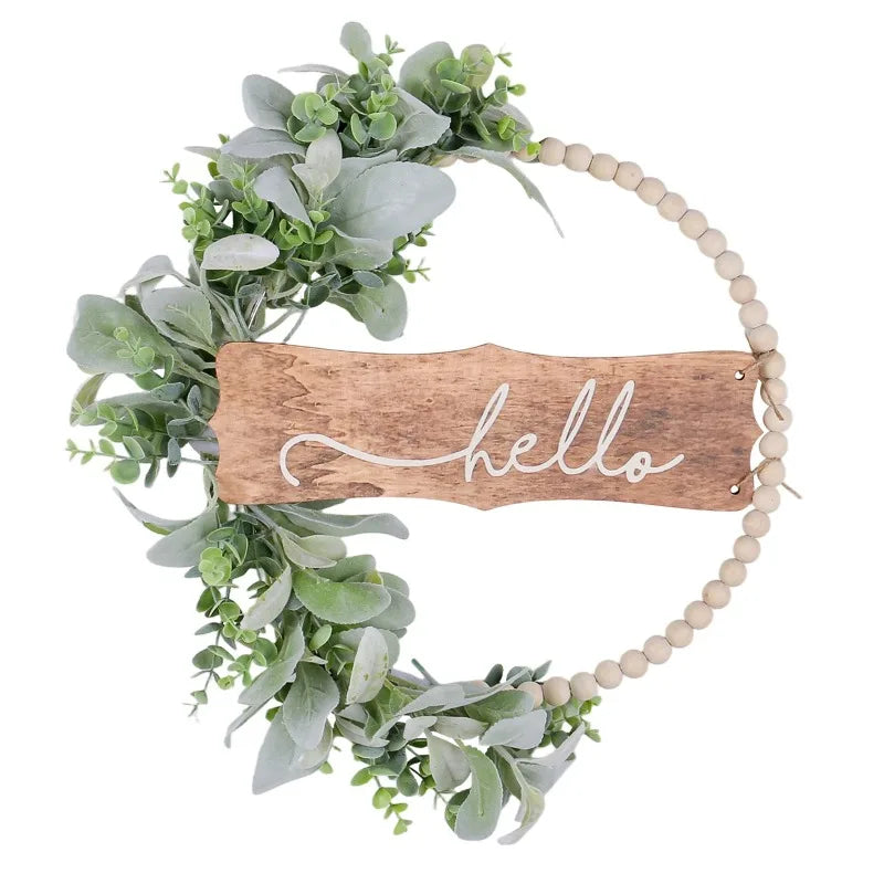 autumn wooden bead flower wreath wall decoration